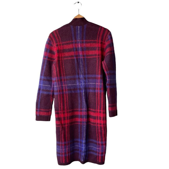 ANN TAYLOR Plaid Open Coatigan Women’s M Wool Blend Open Front Plaid Retail $149 - Picture 3 of 5